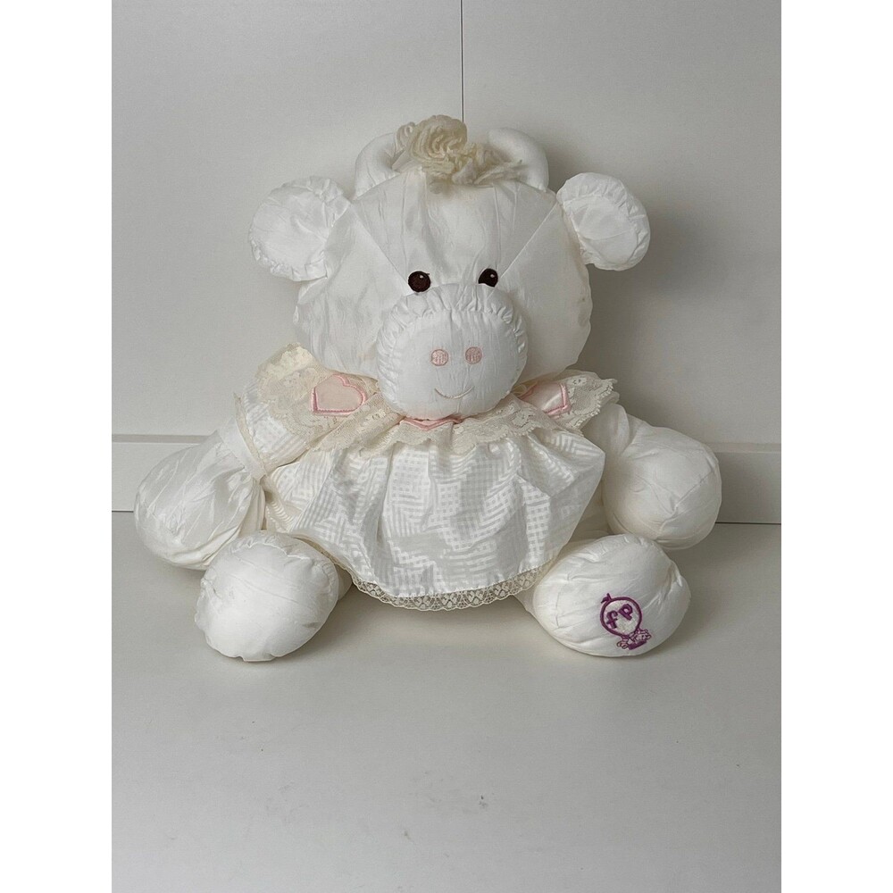 Fisher Price 1986 Vintage Puffalump White Cow 16" Nylon Plush Toy